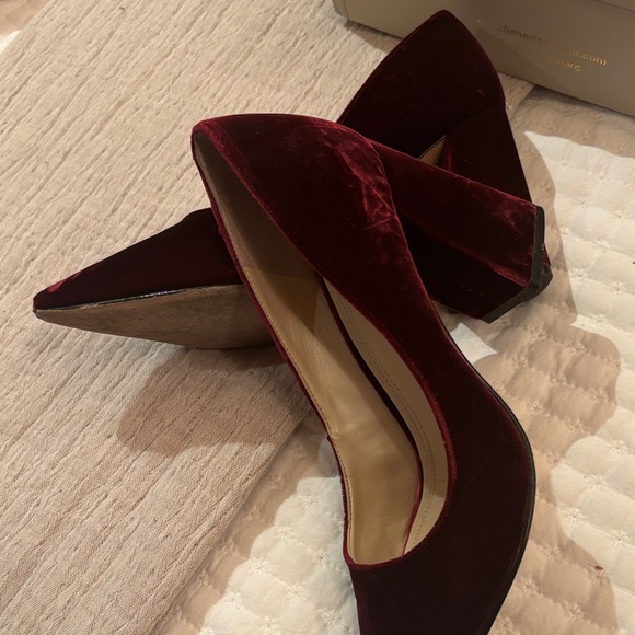 Marc Fisher Deep Red Velvet Heels - Picture 5 of 7